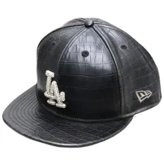 ニューエラ 59FIFTY キャップ7-5/8(60.6cm)  【中古】【全国送料無料】NEW ERA ラインストーン クロコ型押しレザー α-18100