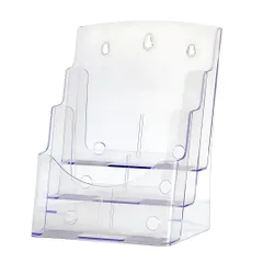 I'm so happy カタログスタンド a4 パンフレットラック 収納ケース ホルダー 卓上 壁掛け 縦 アクリル（4段） (3段) [3段]