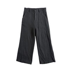 Y's / ワイズ ヨウジヤマモト 縮絨ウール ワイドストレートパンツ シワ加工 ブラック ユニセックス YC-P21-129 SIZE2(M～L相当)