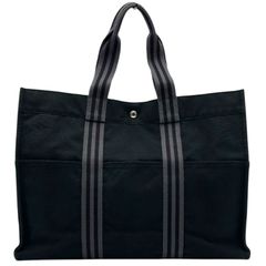 エルメス カンヌMM トートバッグ ポーチ付 キャンバス HERMES ブラック