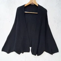 antiqua アンティカ ニット カーディガン ボレロ ドルマンスリーブ オーバーサイズ ゆったり ブラック Fサイズ ◎、〇◇