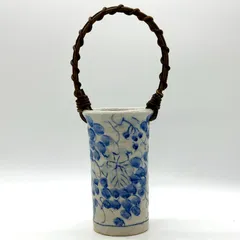 信楽焼 葡萄 ツル付き 花瓶 花器 花入れ フラワーベース インテリア 昭和レトロ 陶器