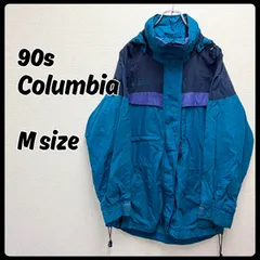 90s Columbia マウンテンパーカー Mサイズ ターコイズ×ネイビー コロンビア ナイロンジャケット 古着