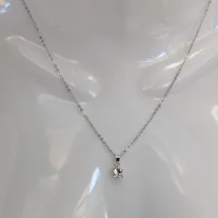 【極美品】一粒 ダイヤモンド風 ネックレス シルバー シンプル 上品 華奢
