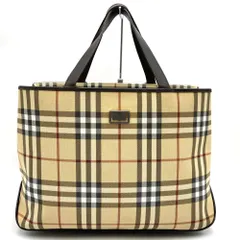 BURBERRY バーバリー トートバッグ ハンドバッグ ベージュ ノバチェック ナイロン レザー レディース