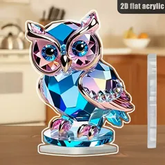 2D フラット アクリル フクロウ 宝石 置物 インテリア 小物 ユニーク おもしろい