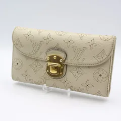 650)LOUIS VUITTON ルイ ヴィトン モノグラムマヒナ ポルトフォイユ アメリア 2つ折長財布 ベージュ ユキーユ ゴールド金具 M58131