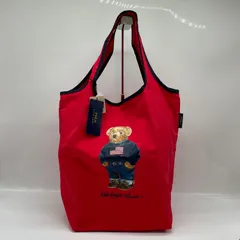BN7728□ポロラルフローレン 折り畳み エコバッグ レッド ポロベア 未使用タグ付き