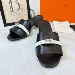 エルメス サンダル キャンディ 36 1/2 23.5 ノワール シルバー金具