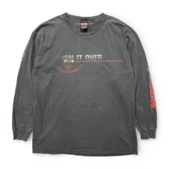 古着 USA製 HARLEY DAVIDSON ハーレーダビッドソン ヴィンテージ コットン 袖プリ 長袖Tシャツ ロンT メンズXL フェードブラック BA4818