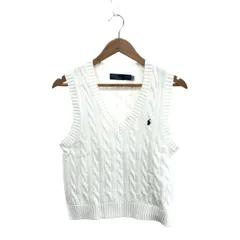 POLO RALPH LAUREN ポロラルフローレン ケーブルニットベスト サイズ:S ホースロゴ刺繍    ホワイト レディース / 240001188202