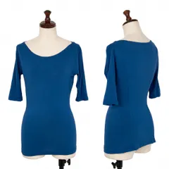 イッセイミヤケISSEY MIYAKE ストレッチレーヨン切替五分袖Tシャツ 紺2