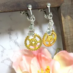 海への旅路 ～夏～ イヤリング＊ゴールド×シルバー ハンドメイド oh-02243
