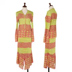 ミッソーニMISSONI グラデーションボーダーニットセットアップ 黄緑ピンクM位