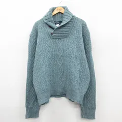 XL/古着 ラルフローレン 長袖 ブランド ケーブル セーター メンズ 90年代 90s 大きいサイズ ウール ショールカラー デッドストック 薄紺【spe】 25dec22