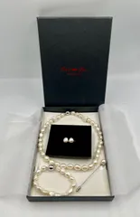 ③【美品】Far Far バロックパール 4点セット ネックレス ブレスレット イヤリング ピンブローチ ☆21