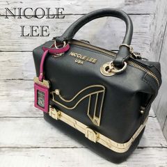 NICOLE LEE】ボストンバッグ 赤・青・白 大容量 内側ボーダー お洒落 