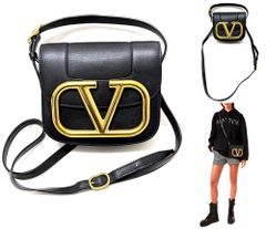 VALENTINO 極美品 黒 2way Vロゴ レザー ミニボストンバッグ - メルカリ