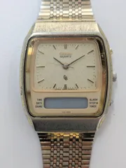 D【ヴィンテージ】シチズン CITIZEN 腕時計 デジアナ文字盤 アラーム ストップウォッチ ゴールドカラー クォーツ レア