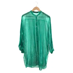 mizuiro ind ミズイロインド スタンドカラーギャザーワンピース  シアーシャツワンピース    グリーン レディース / 240001188197