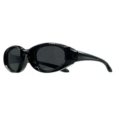 THE HUMBLE OPTICAL サングラス FREEZE-19403 オーバル ブラック ライトスモーク UV400 メンズ レディース 韓国 Y2K ストリート スポーツ モード 黒サングラス ユニセックス OAKLEY風-33974