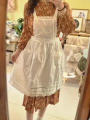 レース装飾 白 エプロン ヴィンテージ スタイル