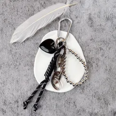 ブラックハートバッグチャーム じゃらじゃら キーホルダー