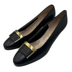 未使用品 Salvatore Ferragamo フェラガモ パンプス レザー ブラック 金具 サイズ6