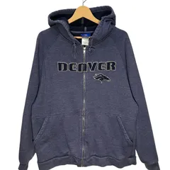 NFL Reebok エヌエフエル リーボック ジップアップパーカー DENVER パーカー 長袖 フロントプリント ElSalvador製 Lサイズ ブルー