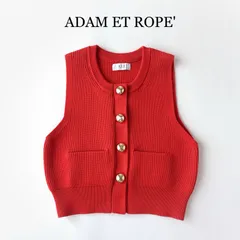 美品✨ / 2024 /  ADAMETROPE' / 【 サステナブル ・ 洗える  】BIGボタン ニット ジレ  / レッド 赤 / フリーサイズ / 金ボタン / 近年モデル  / ニットベスト / アダムエロペ