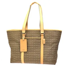 COACH コーチ シグネチャー トートバッグ ショルダーバッグ ブラウン キャンバス レザー 07BS408