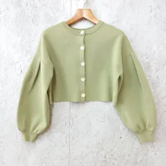 Heather ヘザー 2WAY ニット プルオーバー カーディガン ショート丈 ライトグリーン Fサイズ ◎_〇□
