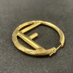 美品　Fendi　フェンディ　フープピアス　エフイズ　片耳のみ　ゴールド系　572のサムネイル