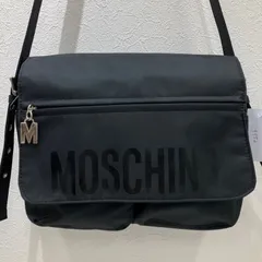 9552　MOSCHINO　モスキーノ　ショルダーバッグ　 斜めがけ　ブラック系　黒　ロゴ　ナイロン　 レディース