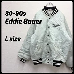 80s-90s Eddie Bauer ジャケット アウター キルティングスタジャン Lサイズ 刺繍ロゴ 古着 ヴィンテージ
