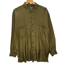 ROBERT STOCK シルクシャツ 長袖シャツ ボタンダウン CHINA製 Lサイズ カーキ