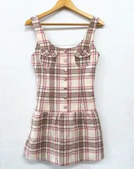 LIZ LISA チェック柄ノースリーブミニワンピース ピンク×ブラウン Fサイズ 平成ギャル 姫系 姫カジ 旧タグ 希少 レア リズリサ