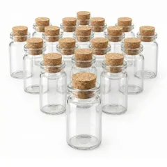 I'm so happy 小瓶 ガラス コルク栓 蓋付き おしゃれ ミニボトル 密閉 保存瓶 小物 小分け 20本セット (8ml) [8ml]