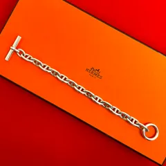極 美品 HERMES エルメス シェーヌダンクル GM 14コマ シルバー925 ブレスレット チェーン バングル アクセサリー シルバー 80028