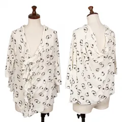 ワイズY's リングプリントスクエアドレープカーディガン オフ黒2