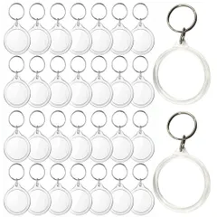 [I'm so happy] キーホルダー 写真 丸 作成キット 手作り アクリルパーツ クリア フォトキーホルダー 30個セット 