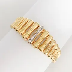 【最終価格】【中古】 CHIMENTO キメント K18YG バンブー ブレスレット ダイヤモンド 750