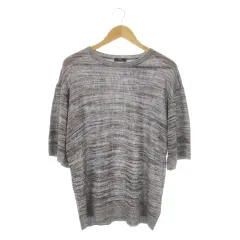 アーバンリサーチ URBAN RESEARCH ITEMS ニットTシャツ 40 紺 ネイビー ラウンドネック 七分袖 杢調柄 /CK10 ■GY58