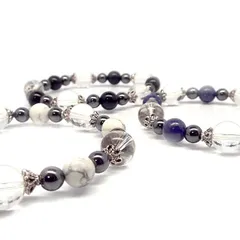 幸運を呼ぶ 天然石 五芒星 pentagram デザインブレスレット ：D1-88