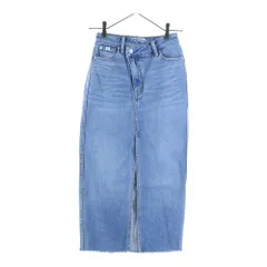 Calvin Klein Jeans (カルバンクラインジーンズ) カウレザーパッチ デニムロングスカート レディース インディゴ J221043
