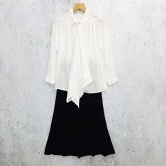 Ehyphenworldgallery イーハイフンワールドギャラリー ボウタイ ドレープ ブラウス シャツ スカート ホワイト ブラック Fサイズ ◎_〇□