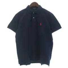 ポロ ラルフローレン POLO RALPH LAUREN ポロシャツ 半袖 ワンポイント 刺繍 鹿の子 M 紺 ネイビー ■GY14