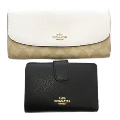 コーチ COACH 53436 F54022 2点セット まとめ シグネチャー 長財布 ウォレット ベージュ 黒 ブラック /JS