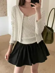 SET) フラワー ノースリーブ カーディガン セット 花柄 レース リボン 春秋 8116