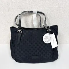【090-a】Y'SACCS　イザック　ナイロン　2way　ハンドバッグ　ショルダーバッグ　ブラック　ドット柄のサムネイル